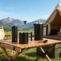 Ensemble cadeau de cafetière à piston Tenrey Black French Press 4 pièces, ensemble cadeau de moulin à café en acier inoxydable avec tasse à café