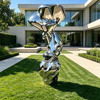 Sculpture moderne de grande taille en acier inoxydable poli RELONG, œuvre d'art abstraite, finition miroir, pour la décoration de jardins extérieurs et d'espaces publics