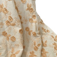 Tissu en coton peigné à motifs floraux dorés 60*60, tissu brodé 3D pour accessoires vestimentaires, textile de maison