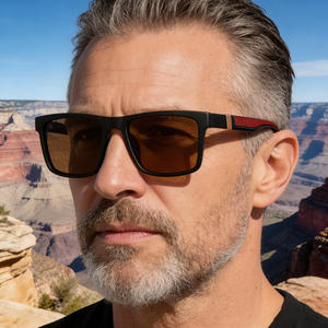 Lunettes de soleil polarisées carrées Lifetech pour hommes, verres TAC UV400, monture en plastique et métal, noires, protection solaire extérieure - Product Image 2