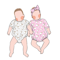 Combinaison courte à manches courtes unisexe pour bébé, imprimée, douce, pour l'été, vente directe d'usine Little Glow Kids, body personnalisé pour bébé