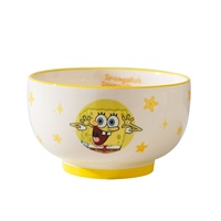 Nouvelle conception, vaisselle en céramique de style haut de gamme sur le thème des dessins animés, ensemble de vaisselle en porcelaine Bob l'éponge, assiette, bol, soucoupe