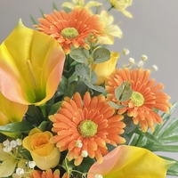 Bunga buatan tangan realistis buket bunga buatan vas putih kuning Calla Lily Orange gerbera-dekorasi rumah untuk Hari Ibu
