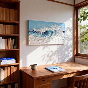 Opera d'Arte Originale Dipinta a Mano, Grande Dipinto Moderno Blu e Bianco con Onde dell'Oceano, Quadro Astratto 3D Testurizzato con Paesaggio Marino, Pittura a <span class=keywords><strong>Olio</strong></span> per Decorazione Murale Interna - Product Image 4