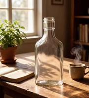 Bouteille à liqueur plate en verre 125 ml avec bouchon à vis pour whisky, rhum, spiritueux, dégustation en bar, réutilisable, mini-contenant transparent
