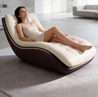 Fauteuil à bascule ergonomique avec coussin moelleux, structure en bois/métal, chaise à bascule de détente pour salon, chambre, balcon