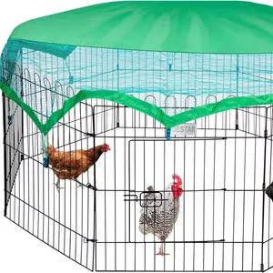 8 Panel Foldable Outdoor Backyard Metal Chicken Coop Cage Enclosure Duck Rabbit Cat Crate Playpen Exercise Pen with Proof Cover