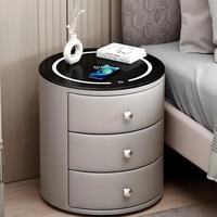 Table de chevet intelligente ronde de luxe légère YISI 2026 hautement recommandée avec éclairage LED et armoire de rangement