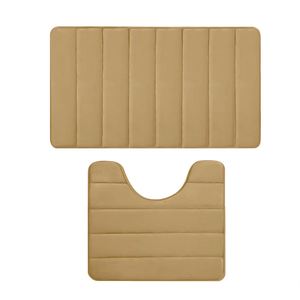 Ensemble de 2 tapis de salle de bain pour la maison et l'hôtel, en polaire corail doux, tapis de toilette en forme de U, antidérapant, super absorbant, épais et moelleux - Product Image 4