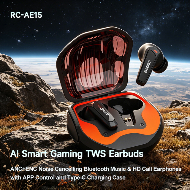 Gaming Style TWS Earbuds with Ai Translator ANC ENC Waterproof Low Latency Stereo Sound LED In-Ear Smart Earphones