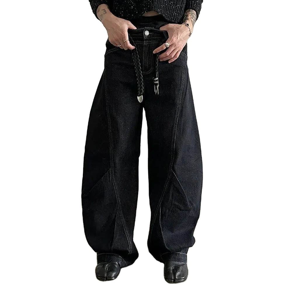 Black Jeans White Stitching Stylish Cargo Trousers