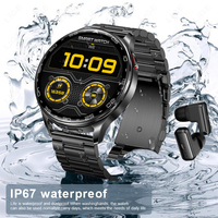 Jam Tangan Pintar LIGE BWT97 (2 Tali) dengan Earbud Pria Wanita Headset Tahan Air Pelacak Kebugaran Jam Tangan Earphone Nirkabel Android IOS