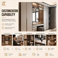 Étagère modulaire en verre LED lumineuse Zunteng pour centre de vêtements, idéale pour les projets d'appartements contemporains, la décoration de suites parentales et la planification de zones.