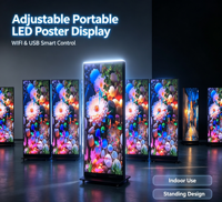 Écran d'affichage LED portable d'intérieur sur pied avec hauteur réglable, contrôle numérique WIFI USB