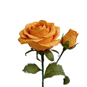 ورود صفراء مجعدة من ورق الكريب الاصطناعي - زهور واقعية مصنوعة يدويًا للديكور البسيط في العام الجديد والعودة إلى المدرسة - Product Image 5