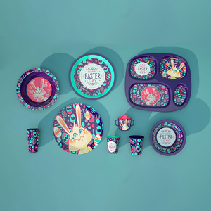 Bán buôn BPA miễn phí dễ thương mô hình phim hoạt hình không thể phá vỡ 4 chia tấm Bát hình tròn món ăn thẳng cup melamine trẻ em Bộ đồ ăn - Product Image 1