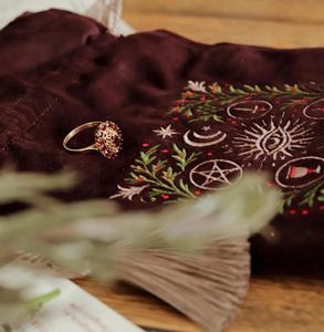 Бархатные мешочки для хранения карт Таро, вышитые, на шнурке, альхимический мешок с кисточкой - Product Image 4