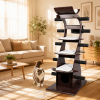 [En stock] Tour pour chat marron, arbre à chat moderne pour chats d'intérieur avec poteau à gratter, condo d'escalade pour chat avec niche rembourrée