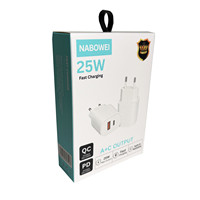 Chargeur mural rapide double port en gros, adaptateur de voyage PD 25W QC 3.0 USB, chargeur mural Type C pour téléphones mobiles iPhone Samsung