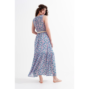 Vestido Largo sin Mangas con Estampado Floral en Verde - Product Image 5