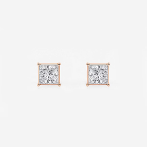 Elegantes Pendientes Solitarios de Diamante Cultivado en Laboratorio de 1 Quilate con Corte Princesa, Brillantes y Elegantes, Joyería Fina Ética para Mujer, para Uso Diario - Product Image 1