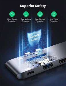 Ugreen USB C để dual-hdmi Adapter 7 trong 1 USB C <span class=keywords><strong>Thunderbolt</strong></span> 3 Bộ chuyển đổi để Dual HDMI <span class=keywords><strong>2</strong></span> USB3.0 100W PD cổng USB C để SD Thẻ TF - Product Image 6