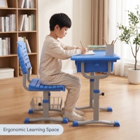 Bureau et chaise individuels avec plateau réglable en hauteur en plastique pour mobilier scolaire