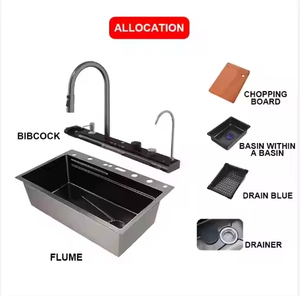 Productos más vendidos 2024 Mezclador digital de luz LED <span class=keywords><strong>Grifo</strong></span> de cocina de cascada de latón negro Pulverizador extraíble Grifos con arandela de taza - Product Image 6