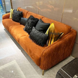 Juego de Sofás de Cuero Genuino Minimalista en Forma de <span class=keywords><strong>U</strong></span>, Estilo Italiano de Lujo Ligero, Muebles para el Hogar, Villa de Alta Gama, Sala de Estar Grande - Product Image 5