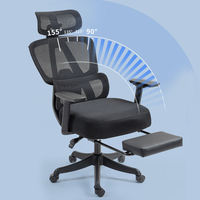 Chaise de bureau ergonomique moderne à dossier haut avec support lombaire, hauteur réglable, accoudoirs relevables, en maille respirante pour usage domestique