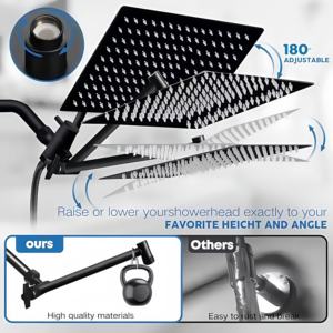 Modern 8 inç 10 inç Paslanmaz Çelik Yağmur Duş Başlığı Güverte Montajlı Duş Uzatma Kolu Tepegöz Üst Duş Banyo Seramik Valf - Product Image 2