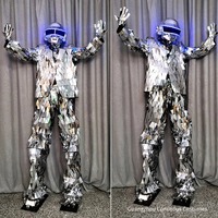 Costume de scène lumineux à LED avec technologie réfléchissante pour performance de danse alien