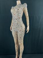 Pakaian Wanita Mewah Berlian Festival Bodysuit Kristal Chicas Sexis Dalam Pakaian Transparan Penyanyi Pakaian Tari