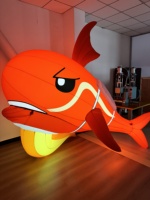 Ballon gonflable de mascotte de requin de dessin animé de publicité extérieure géante de Offre Spéciale avec la lumière de LED