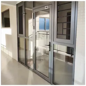 Customized doors and windows in various colors Casement Swing Door Aluminum Modern Double Casement Front Entrance Door Glass