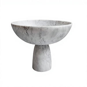 Bol de service alimentaire en marbre au design simple, forme ronde, taille personnalisée, bol de service pour fruits, provenant du meilleur exportateur en Inde - Product Image 1