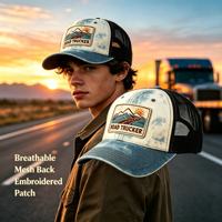 Casquette de camionneur vintage en maille respirante avec patch brodé pour homme, idéale pour le camping, la randonnée, les voyages et le quotidien