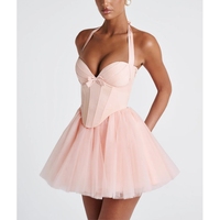 Robe Courte Tendance pour Femme, Nouvelle Collection Été, Haute Qualité, avec Bretelles Patchwork et Maille Fluffy, Motif Arête de Poisson