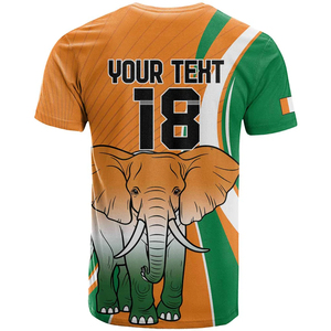 Maillot de l'équipe nationale de football de Côte d'Ivoire - T-shirt de football orange et vert avec motif d'éléphant, personnalisable avec nom et numéro - Product Image 2