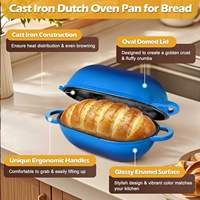 Ustensile de cuisson indispensable pour les passionnés : Pot à pain ovale en fonte émaillée 2,8 QT, anti-rouille, 2-en-1, disponible en plusieurs couleurs