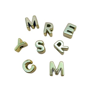 Cuentas de letras chapadas en oro, cuentas deslizantes de alfabeto con agujero grande para correas de bolsos <span class=keywords><strong>y</strong></span> pulseras - Product Image 5