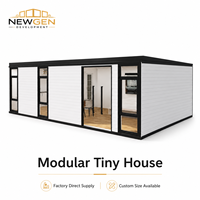 NEWGEN DEVELOPMENT Casa Modular Pequeña, Panel Blanco, Marco Negro, Diseño Minimalista, Fácil Instalación, Casa Prefabricada Expandible de Acero