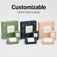 Coffret Cadeau de Savons Personnalisés Imprimés – Emballage en Papier Doré Botanique Vert pour Soins de la Peau Faits Main, Cosmétiques et Produits de Bain (Vente au Détail)