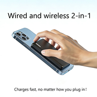 Chargeur sans fil rapide magnétique 2-en-1 portable, ultra-fin, 5000 mAh, 10 W/15 W/20 W, entrée Type-C, best-seller