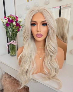 <span class=keywords><strong>Capelli</strong></span> Ondulati Platinum Ash Blonde con Cuticole Allineate, Ombre Platinum Blonde # Parrucca Lace Front in <span class=keywords><strong>Capelli</strong></span> Umani Europei Vergini con 60 Colori - Product Image 2