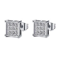 Pendientes de tuerca de circón cuadrado con imán de acero inoxidable de 6mm para hombre, joyería magnética chapada en oro impermeable para niños a la moda