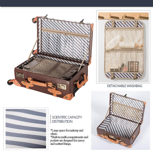 ヴィンテージスーツケース手作りレザートラベルケースパーソナルコスメティックブリーフケースPU素材ヴィンテージスタイルの荷物スピナーホイール付き - Product Image 5