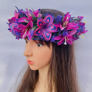 Hawaii Aloha Girl Tiare Fleurs Haku Leis Bandeau Floral Couronne du Nouvel An pour Noël Saint Valentin Nouvel An Chinois - Product Image 1