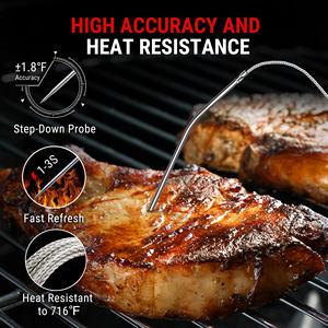 Thermopro TP901 Thermomètre <span class=keywords><strong>de</strong></span> <span class=keywords><strong>cuisson</strong></span> <span class=keywords><strong>connecté</strong></span> Bluetooth sans fil Thermomètre à viande numérique à rétroéclairage tactile - Product Image 2