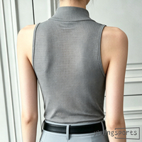 Chemise d'équitation sans manches pour femme, col montant, perforée et respirante, avec logo personnalisé, pour entraînement et concours